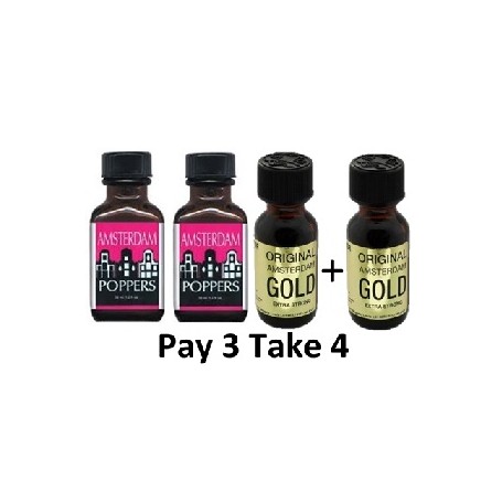 Poppers Pack 2 Amsterdam XL + 2 Original Gold 3 + 1